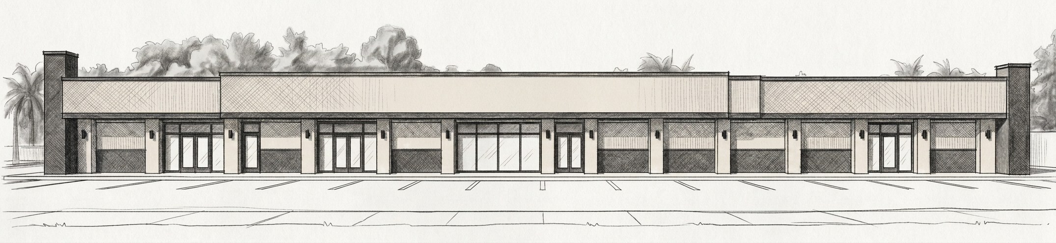 Bay Shops, front elevation